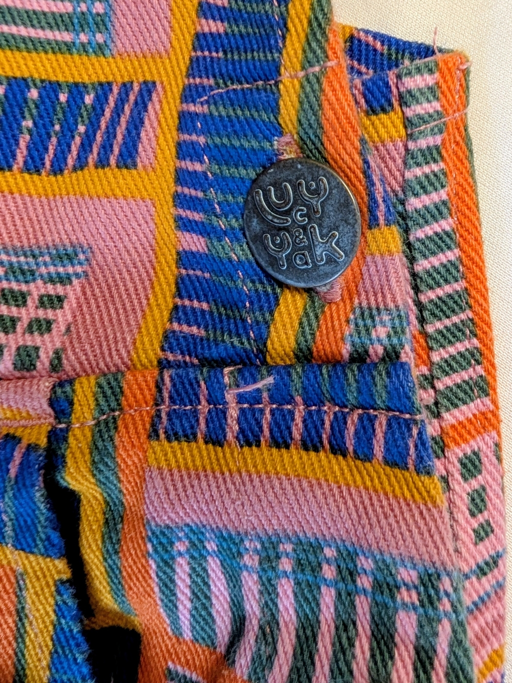 Lucy & Yak Original Dungarees in Digital Glitch Pink & Blue Size Small (8) - Picture 7 of 7